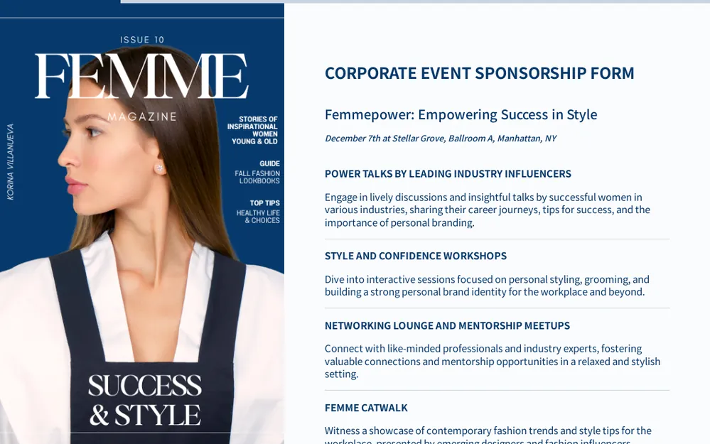 Modèle de formulaire de parrainage d'événement d'entreprise template image