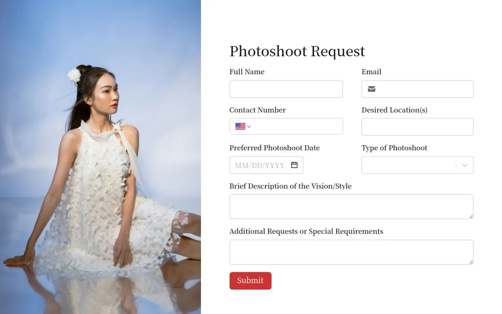 Photoshoot Request Form Template template image