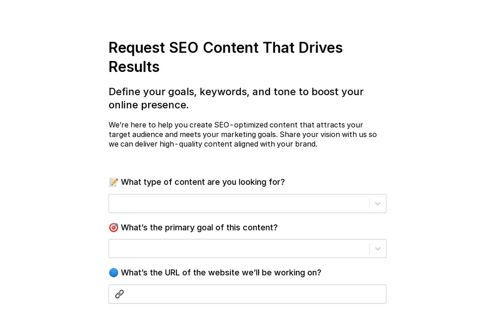 SEO Content Request Form Template template image