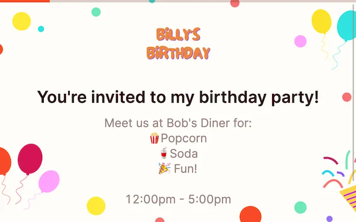 Modèle de réponse à une invitation d'anniversaire template preview