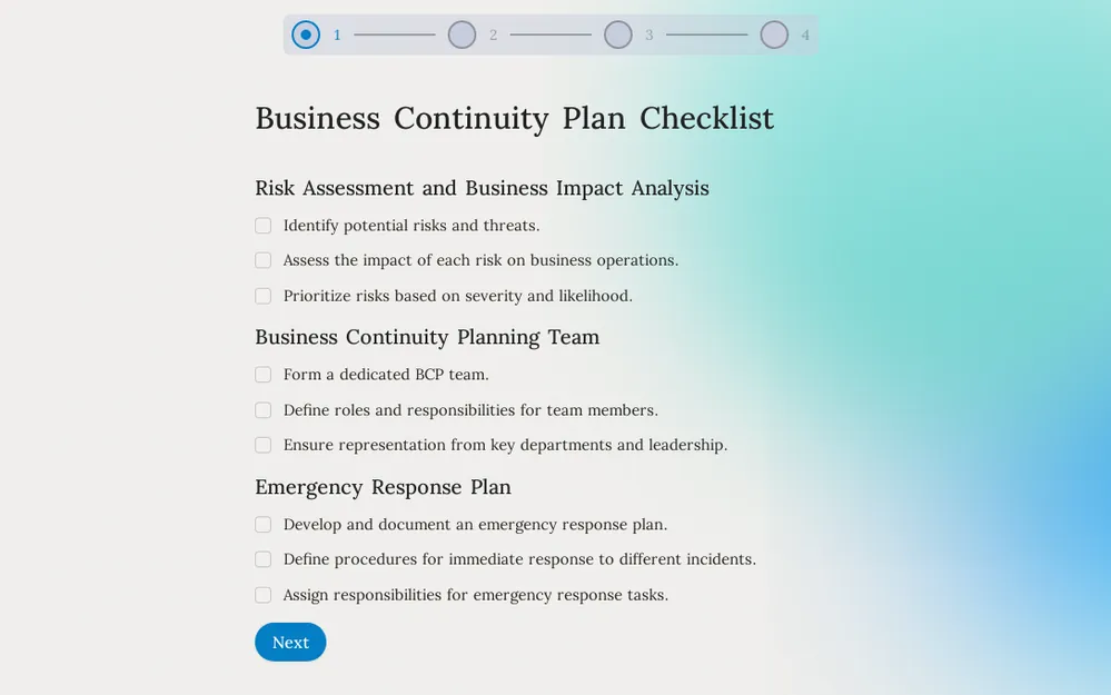 Business Continuity Plan Checklist Template template preview