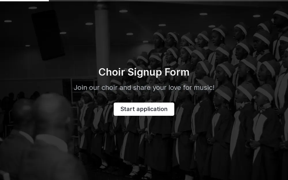 Modèle de formulaire d'inscription à une chorale template preview