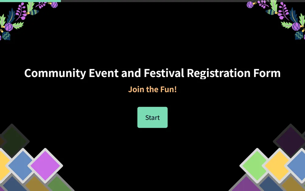 Formulario de inscripción para eventos y festivales comunitarios template preview