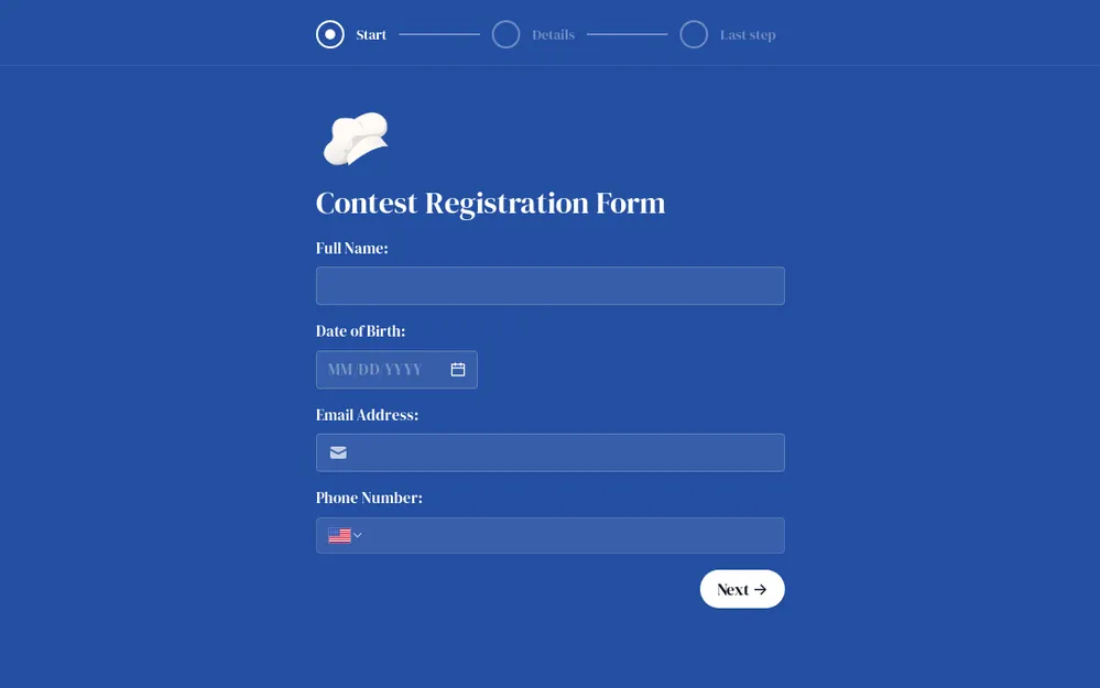Contest Registration Form Template template preview