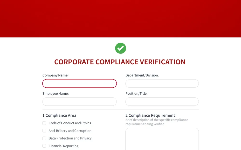 Corporate Compliance Verification Form Template template preview