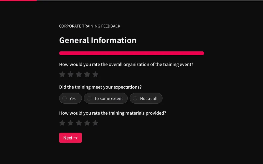 Corporate Training Feedback Form Template template preview