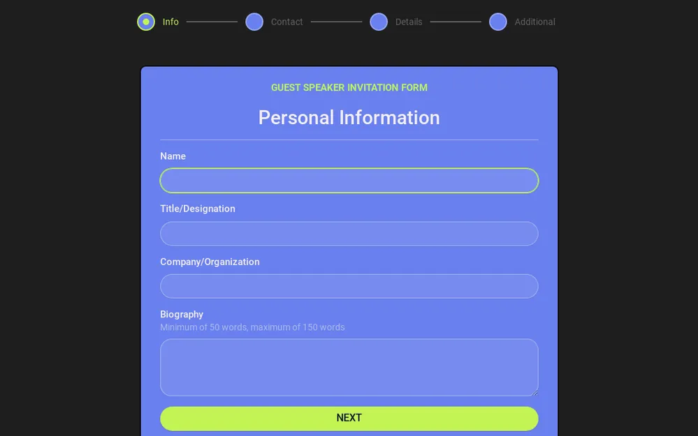 Modèle de formulaire d'invitation pour un conférencier invité template preview