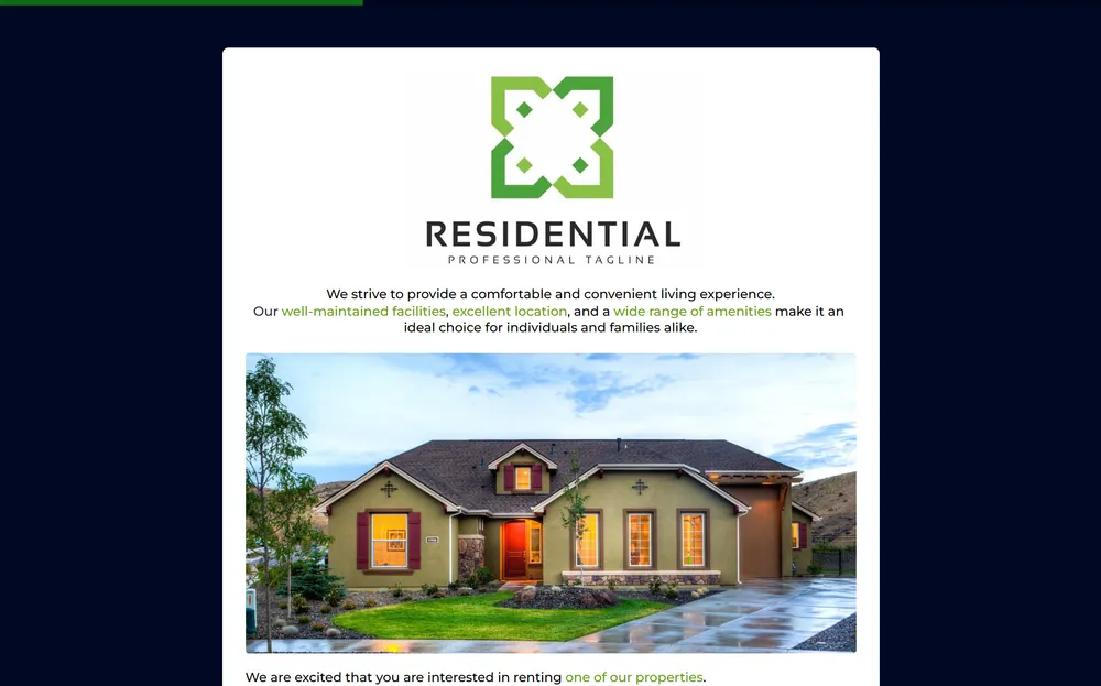 House Rental Application Form Template template preview