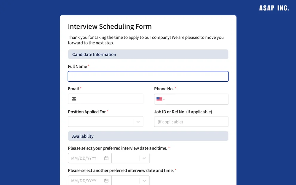 Interview Scheduling Form Template template preview