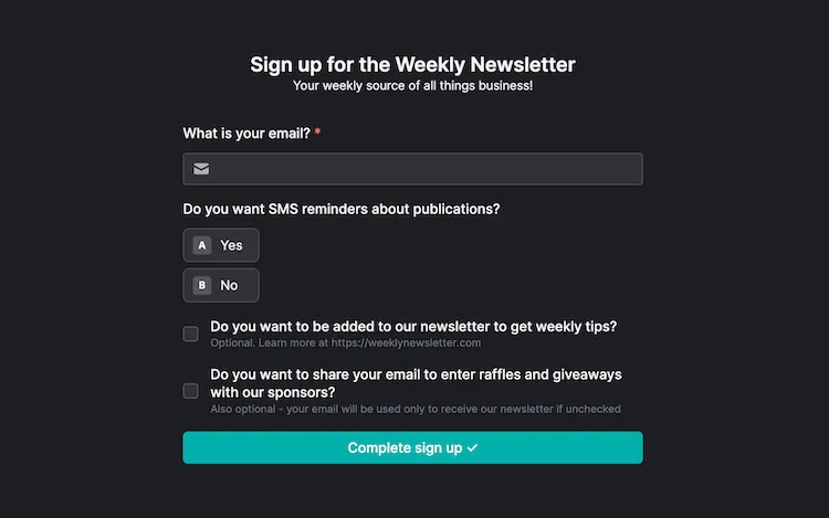 Newsletter Signup Form Template template preview
