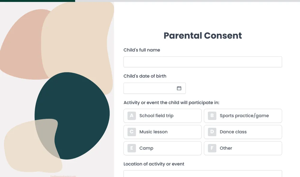 Parental Consent Form Template template preview