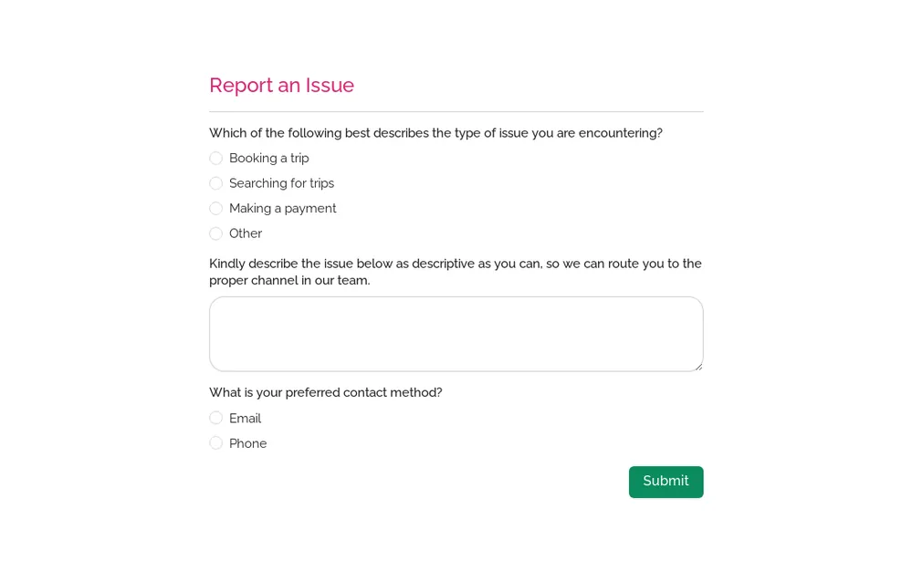 Report an Issue Form Template template preview