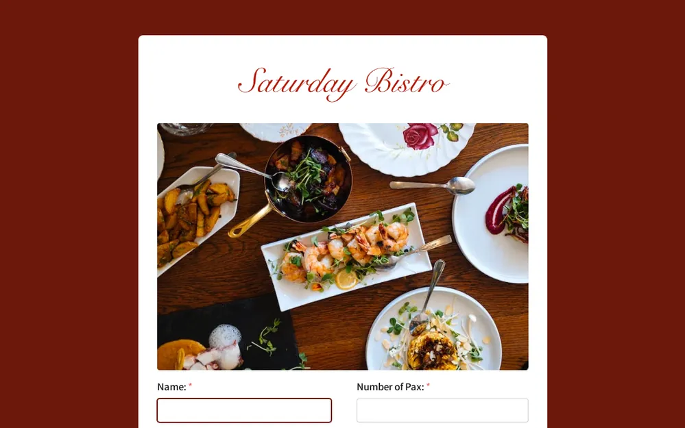 Restaurant Table Reservation Form Template template preview