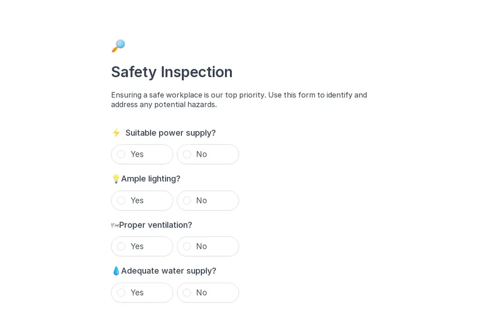 Safety Inspection Form Template template preview