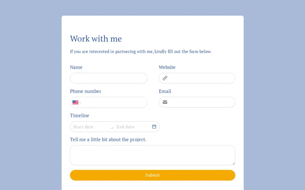 Work with Me Form Template template preview