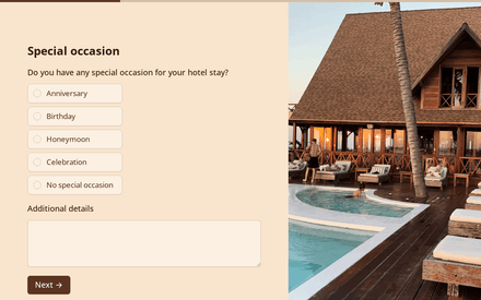 Special occasion form page preview