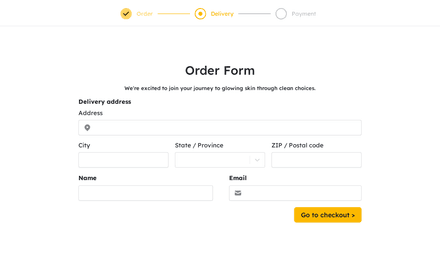 Delivery form page preview