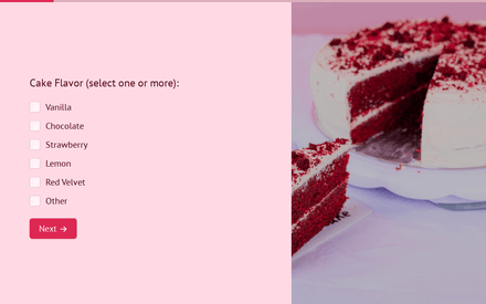 Cake Flavor form page preview