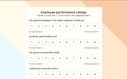 Ratings form page preview