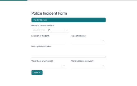 Incident form page preview