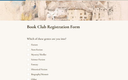 Genre form page preview