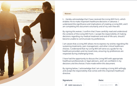 Waiver form page preview