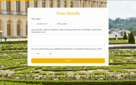 Tour Details 2 form page preview