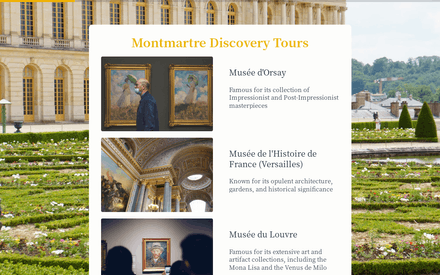 Tours form page preview