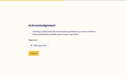 Acknowledgement form page preview