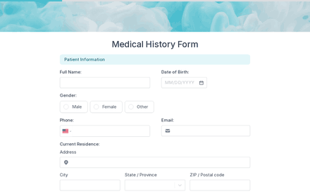 Patient form page preview