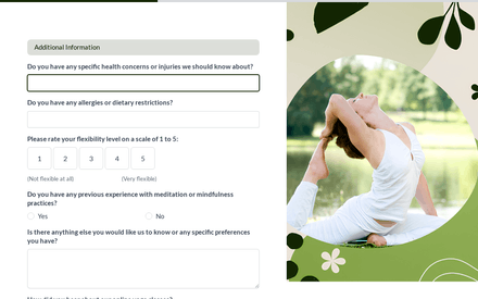 Additional information form page preview
