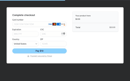 Payment form page preview