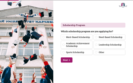 Scholarship form page preview