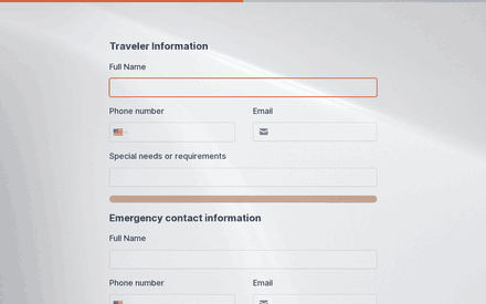 Traveler Information form page preview
