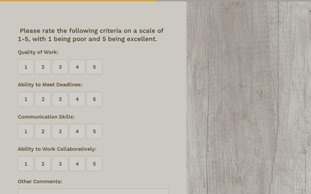 Ratings Page form page preview