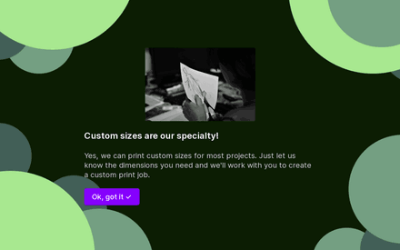 Custom sizes form page preview