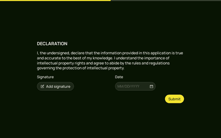 Declaration form page preview