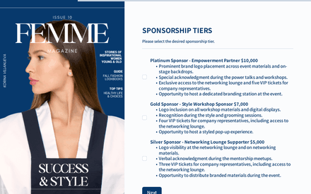 Sponsorship form page preview