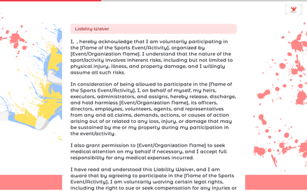Liability Waiver form page preview