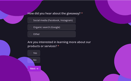Interest form page preview