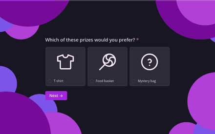 Prize form page preview