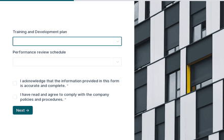 Training and Development Plan form page preview