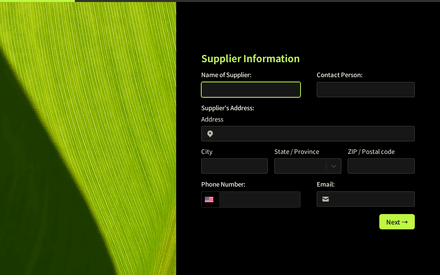 Supplier form page preview