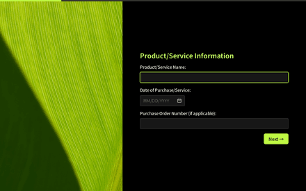 Product/Service form page preview