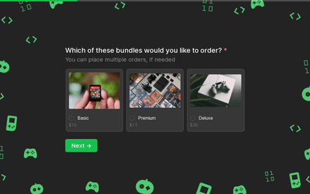 Package choice form page preview