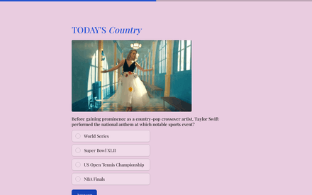 Today's Country form page preview